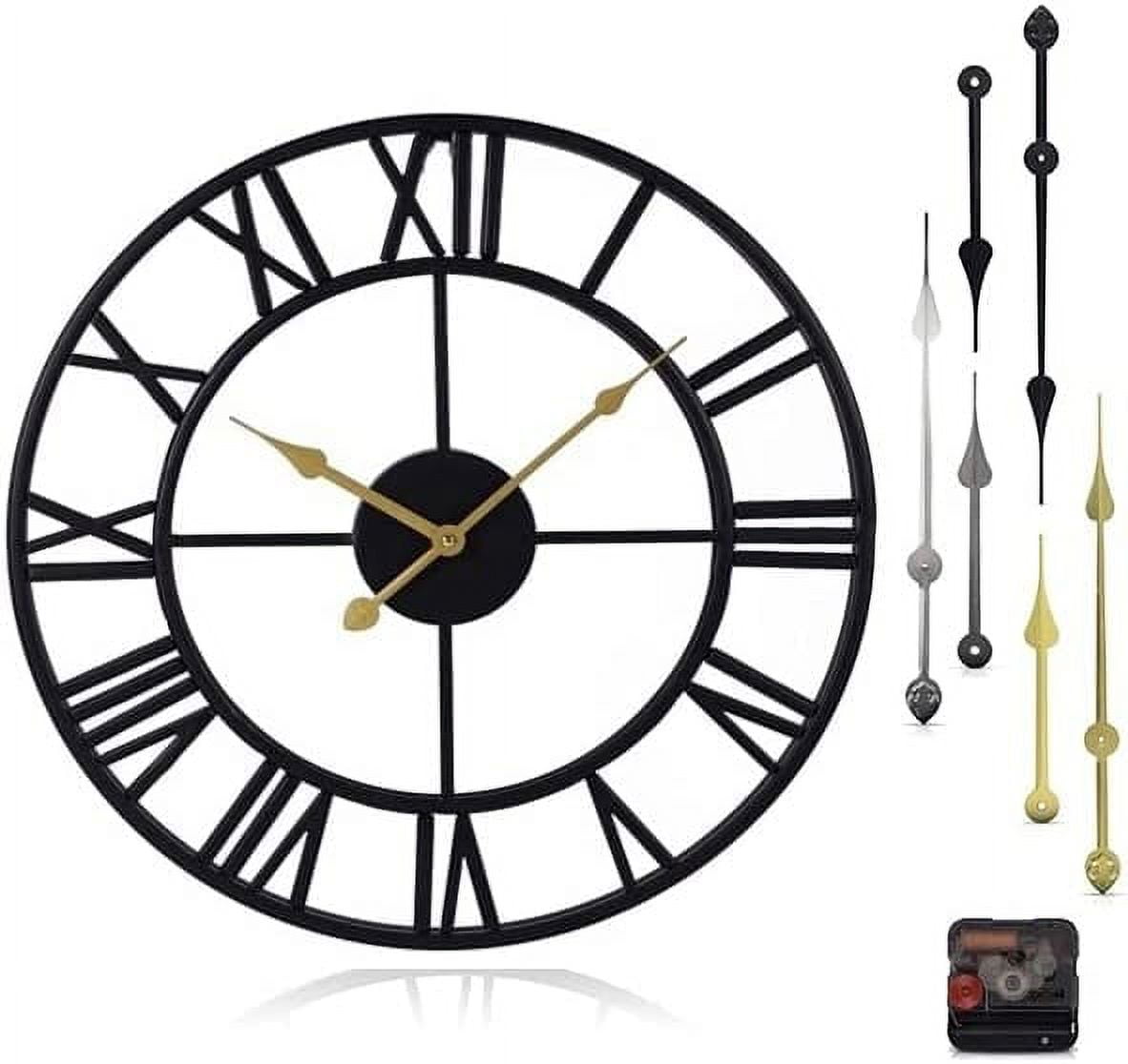 Large Wall Clock 24” Roman Numeral Wall Clocks Our Silent Metal