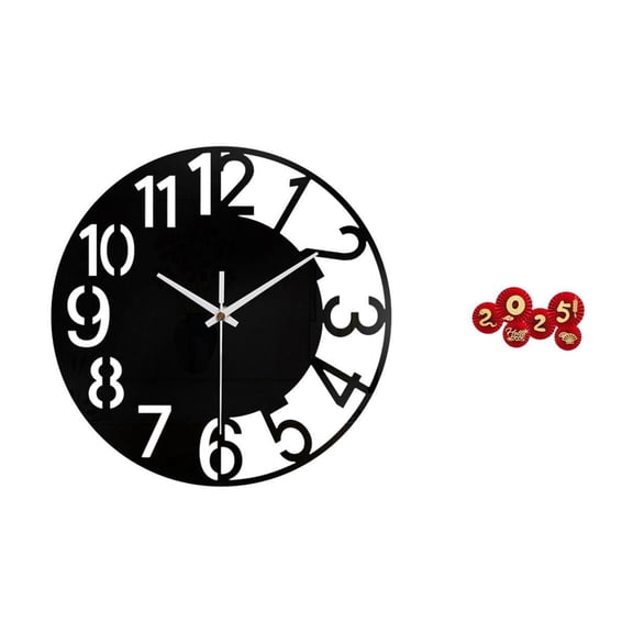 Large Wall Clock Acrylic Silent Festive Paper Fans Home Office Chinese New Year Decor