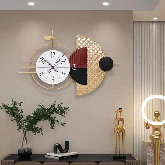 Large Wall Clock Battery Operated Silent Non-Ticking, Modern Decorative Clocks for Home, Living Room, Kitchen, Bedroom, Office - Unique Abstract Design Timepiece