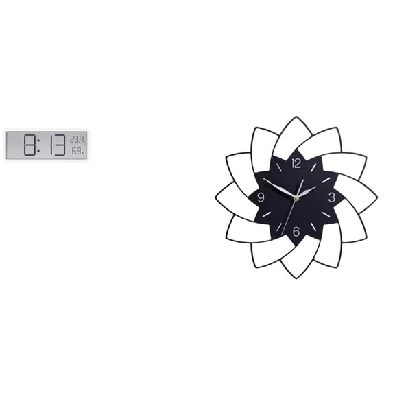 Large Wall Clock Digital Acrylic Modern Quiet Non Ticking Flower Shaped for Living Room Office Bedroom