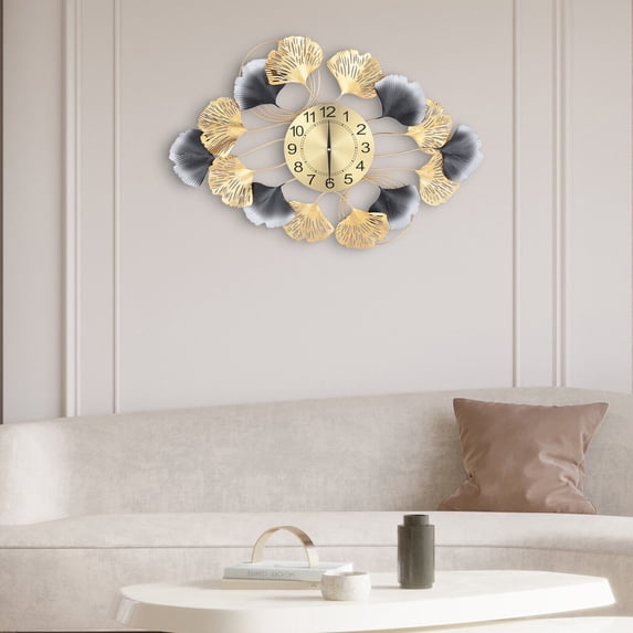 Large Wall Clock Ginkgo Leaf Decor Clock Modern Clock For Living Room Bedroom US