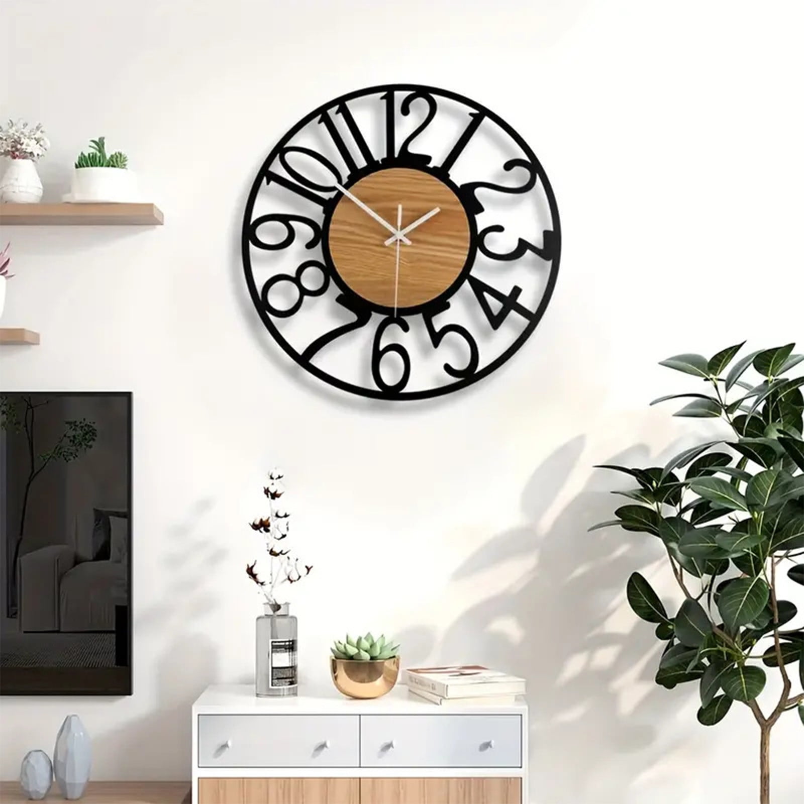 Large Wall Clock For Living Room Decor 13 Inch Non Ticking Silent ...