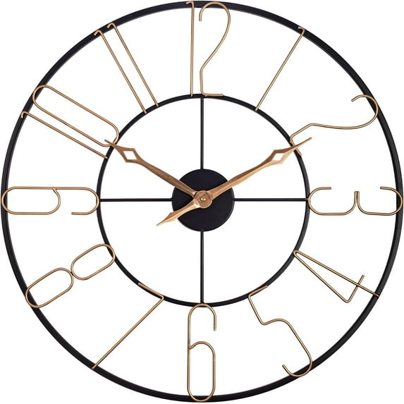 Large Wall Clock for Living Room Decor, 24 Inch Battery Operated Silent Wall Clocks, Black Metal Modern Wall Clock Decorative for Home, Office, Bedroom