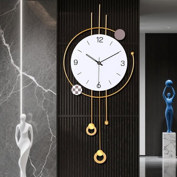 Large Wall Clock for Living Room Decor Big Decorative Wall Clock Pendulum Clock Operated Non Ticking for Bedroom Kitchen Office Clocks Wall Decor 13 * 30 Inch,