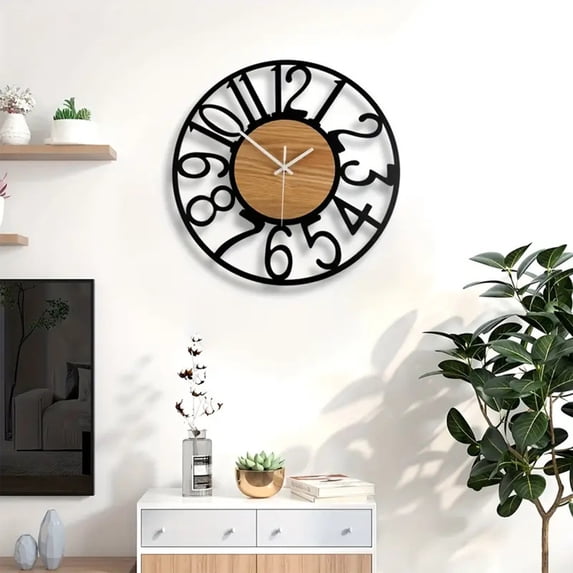 Large Wall Clock Silent Non Ticking Battery Operated Modern Vintage Oversized Decor for Living Room Bedroom Kitchen Home Office Decorative Round Analog Timepiece