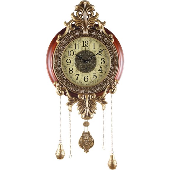 Large Wall Clock with Pendulum, Real Retro Style, Operated, Royal Decor for Living Bedroom