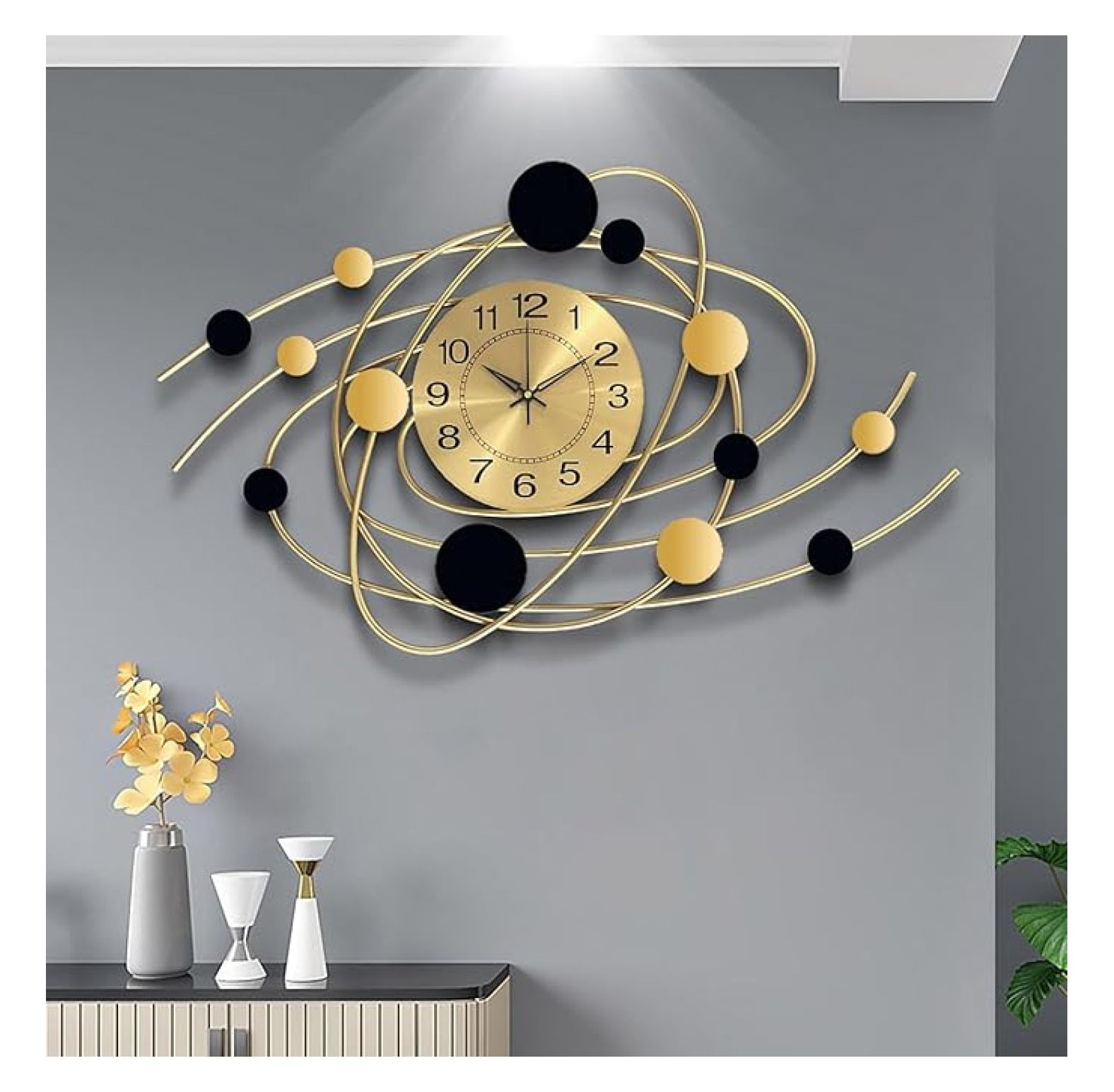 Large Wall Clocks for Living Room Decor Metal Wall Clock Modern Silent ...