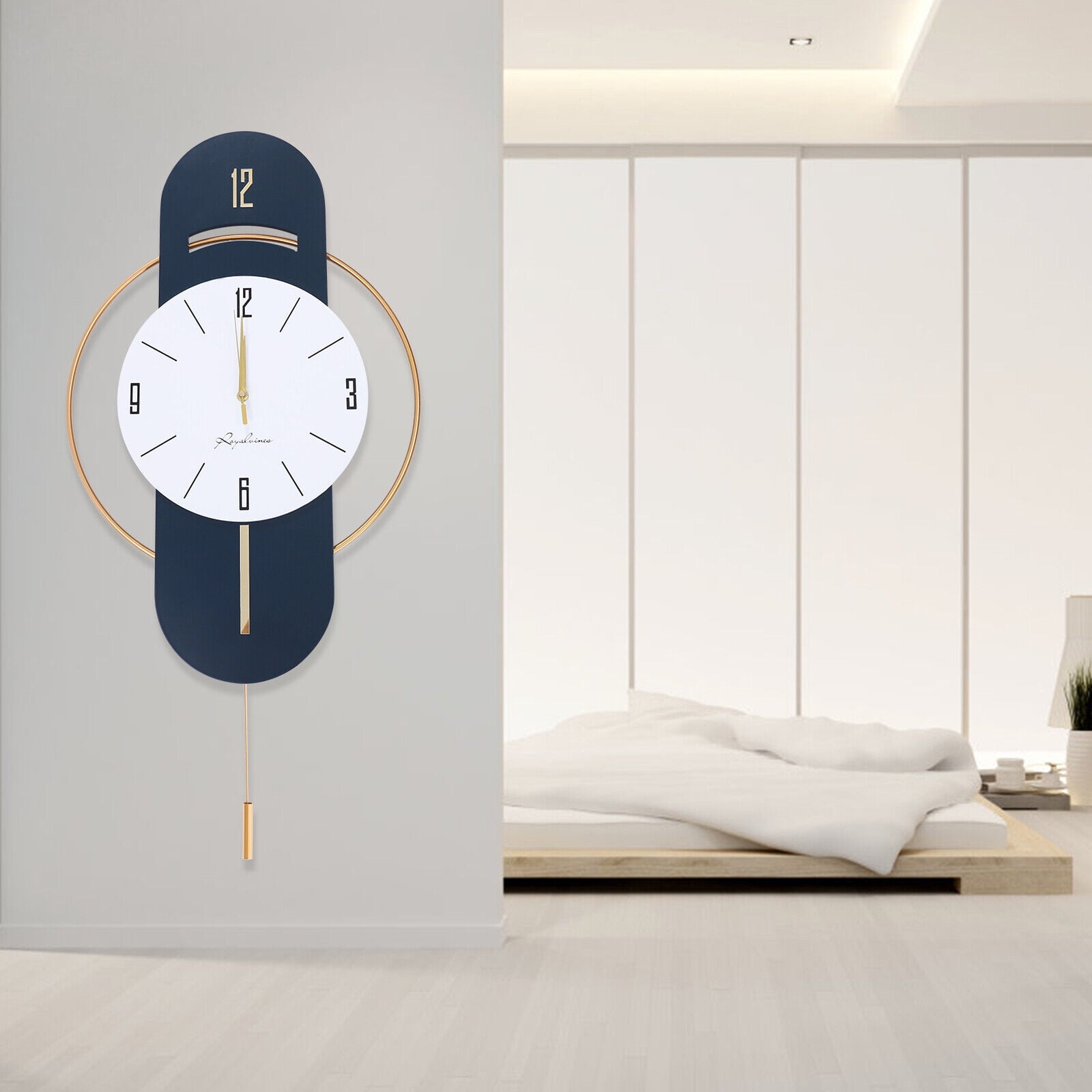 Large Wall Clocks for Living Room Decor Modern Wood Metal Silent Decoration Wall Clock Battery Operated for Kitchen Bedroom Office Home Clock Wall Decor for Indoor House