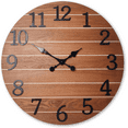 thumbnail image 1 of Large Wall Clocks for Living Room Decor 24 inch Solid Wood Clock Battery Operated Rustic Brown Wall Clock Silent, 1 of 5
