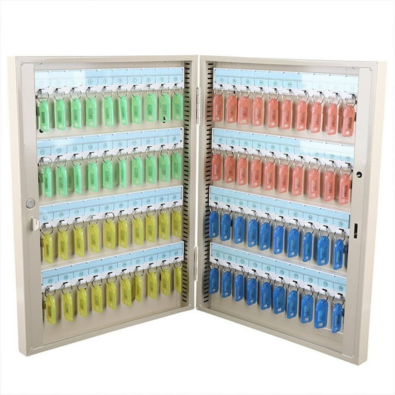 Large Wall Mount Lockable Key Cabinet - Storage Safe Security Lock 80 Keys Holder Box Key Storage Cabinet 19.88*15.35in