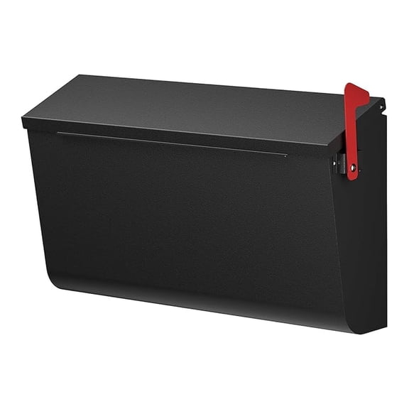 Large Wall Mount Mailboxes for Outside with Flag - Morden Mailbox for House, Galvanized Steel Waterproof & Rustproof Outside Post Box, Mail Box for Home, 16.3'' x 3.9'' x 9.6'', Lock Free, Black