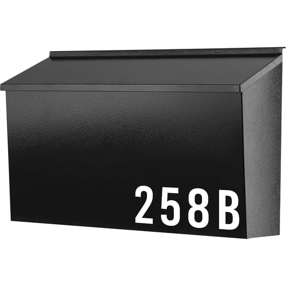 Large Wall Mount Mailboxes for Outside, Galvanized Steel, Black