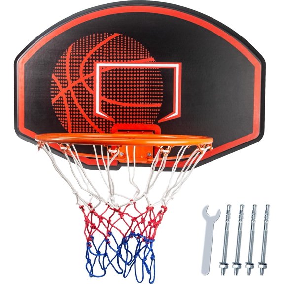 Large Wall Mounted Basketball Hoop, 36"x24" Shatter-Proof Backboard with 18" Rim & Anti- Net, Indoor Outdoor Basketball Hoop for Family Fun with Adults