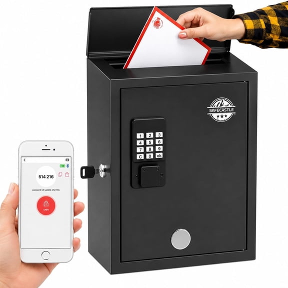 Large Wall-Mounted Metal Mailbox with Smart Digital E-Lock  Weather-Resistant Parcel Drop Box, App & Code Unlock, OTP Access, Waterproof Outdoor Mailbox