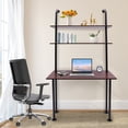 thumbnail image 1 of Large Wall Mounted Writing Table Working Computer Desk w/ Storage Bookshelf Shelf Organizer, 1 of 18