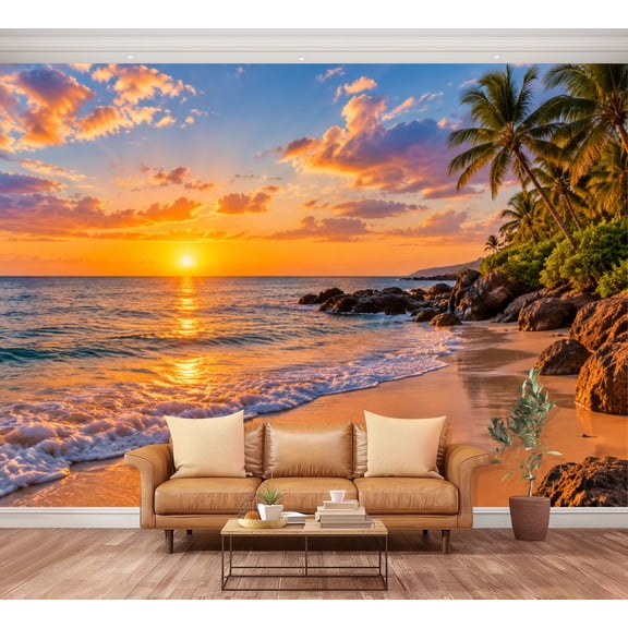 Wall Mural Tropical Palm Trees Large Peel and Stick Wallpaper Against ...