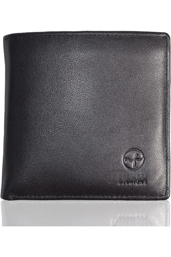Large Wallet for Men with 10 slots for credit cards and IDs. Slim Design to fit in your pocket, Not Bulky. Minimalist Bifold Organizer. Made with Top-Grain Leather. 4x4 in.