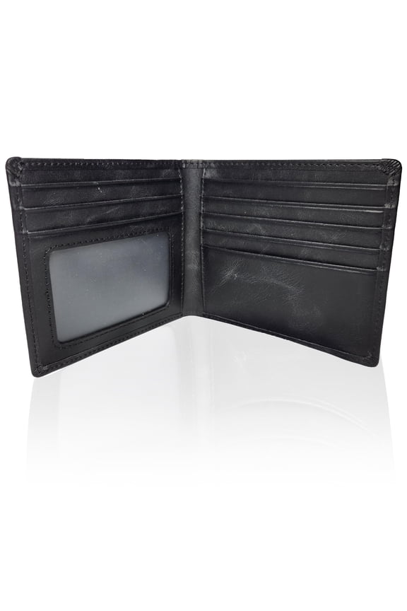 Large Wallet for Men with 7 slots for credit cards and 1 ID Window. Oversized Slim Design to fit in your pocket, Not Bulky. Bifold Wallet Organizer. Quality Leather. 4 1/4 in X 4 in Y101