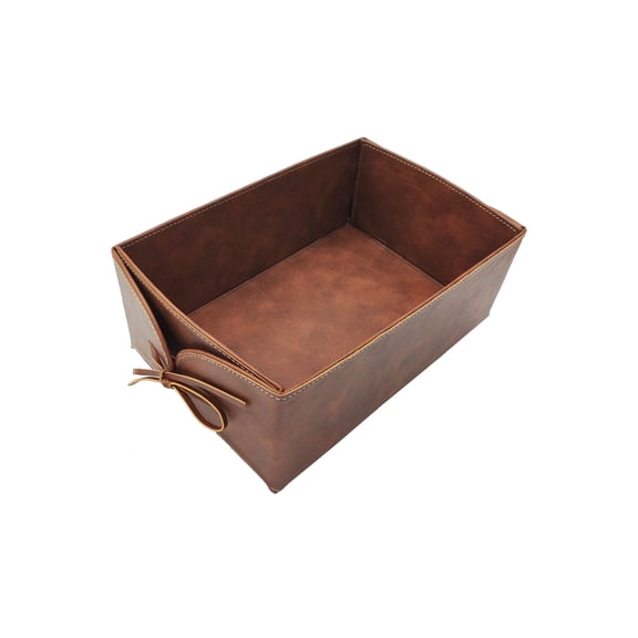 Large Warm Brown Decorative Faux Leather Bin by Ashland - Spring Home Decor