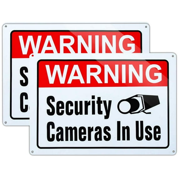 Large Warning Video Surveillance in Use Sign,Security Cameras in use Sign,Large 10x14 Inch Aluminum UV Ink Printed for House and Business (2-Pack)
