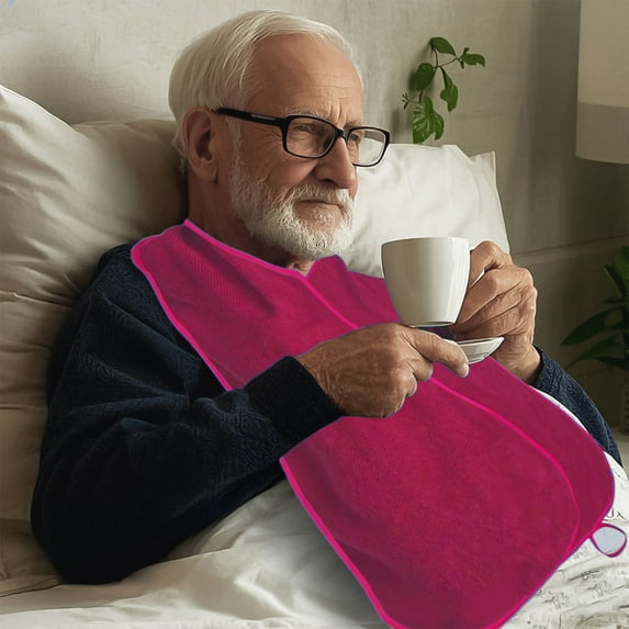 Large Washable Adult Bibs with Hook and Loop Closure, Cotton Drool Bibs for Elderly, Disabled & Seniors, Extra Wide Spill Protection Nursing Bib
