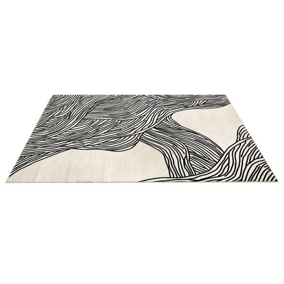 Large Washable Area Rug 9x12 Washable Rug, Area Rug Modern Abstract Floor Cover - Non Slip Low Pile, Lightweight Foldable Non-Shedding Carpet for Living Room Bedroom Office, Contemporary