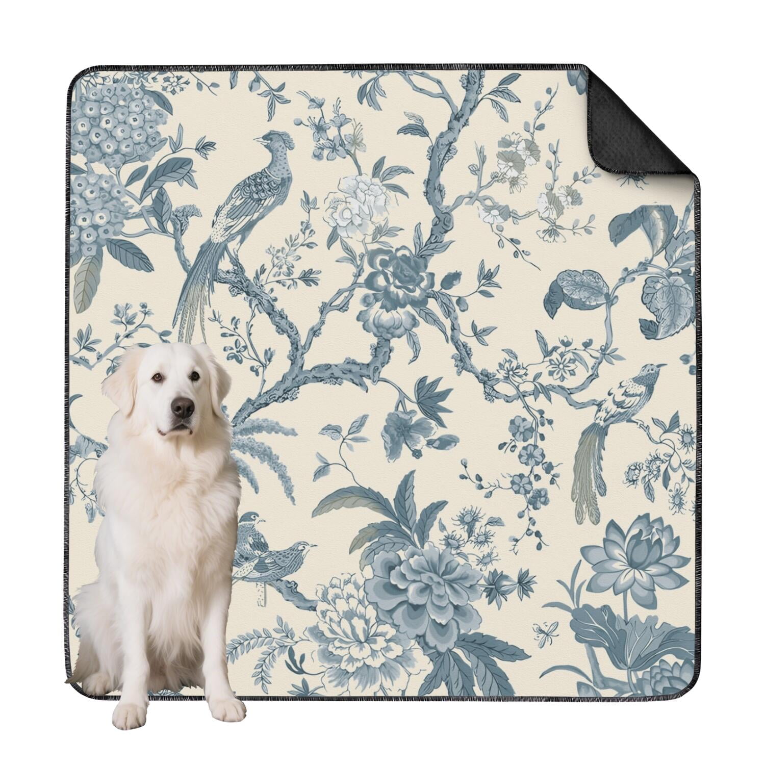 Large Washable Dog Pads 72x72 Inch, Reusable Potty Training Pads with 5-Layer Protection, Absorbent Core for Puppies & Incontinent Pets, Floral Print