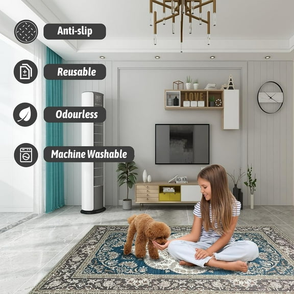 Large Washable Pet Playpen Mat for Dogs, Rabbits, Puppies - Non-Slip Floor Protector for Kennels, Crates & Cages