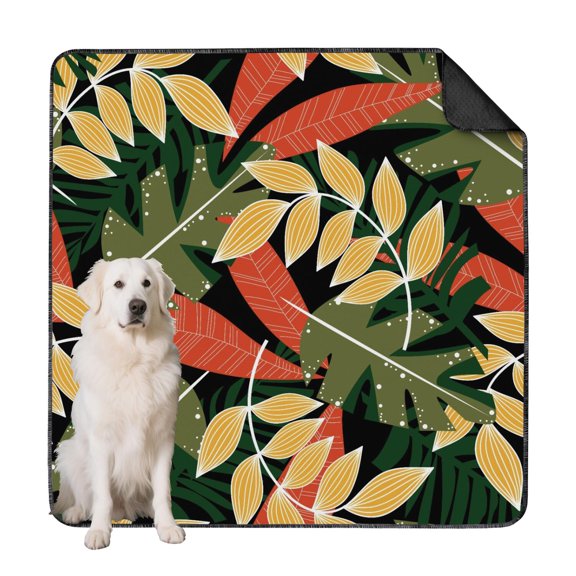 Large Washable Potty Mats for Dogs, Reusable and Built to Last, Features a Bold Tropical Paradise Pattern for a Fun Vibe. (Hawaiian plant patterns, 72" x72")