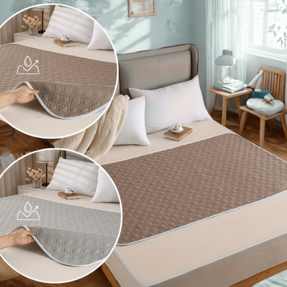 Large Washable Waterproof Bed & Pet Pads (70x90cm) - Reusable Mattress Protector and Pet Pad for Home, Travel & Postpartum Care (Coffee & Gray)