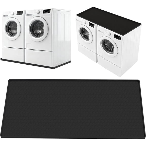 Large Washing Machine Drain Pan Mat, 54" X27.5" Non-Slip Washing Machine Tray,Washer Drip Pan Under Dryer and Washer, Anti-Vibration,Floor Leak Protector for Laundry Room-Black