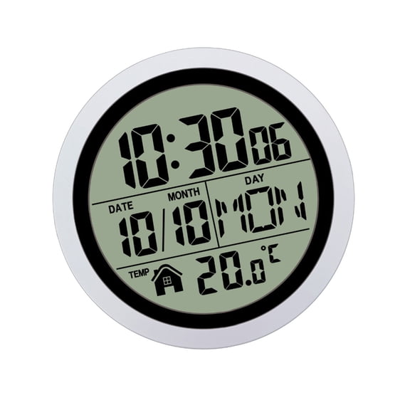 Large Water Bathroom Clock with Suction Cup, Date Temperature Battery Operated