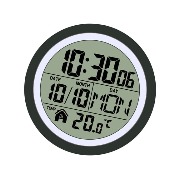 Large Water Bathroom Clock with Suction Cup, Date Temperature Operated