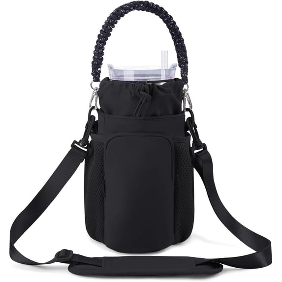 Large Water Bottle Bag for 32/42/64oz Water Bottle,Water Bottle Holder Carrier with Strap for 30/40oz Tumbler