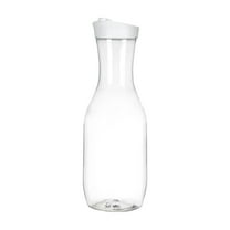 Large Water Carafe with Flip Top Lid, Square/Round Base Juice Containers, Clear Plastic Pitcher for Water, Iced Tea, Juice, Lemonade, Milk, Cold Brew and Mimosa Bar, 50 Oz, 1 Pcs, 12.5x3.5"