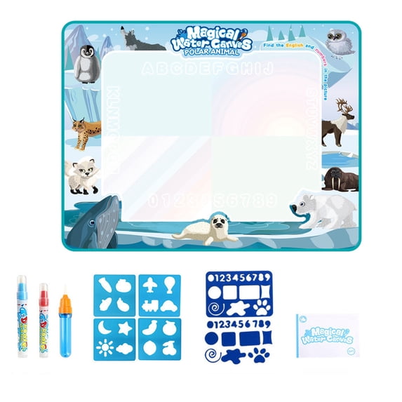 Large Water Doodle Mat 31.5 x 23.6 Inches Reusable Magic Drawing Canvas with Pens and Stencils for Mess-Free Creative Art Education and Painting