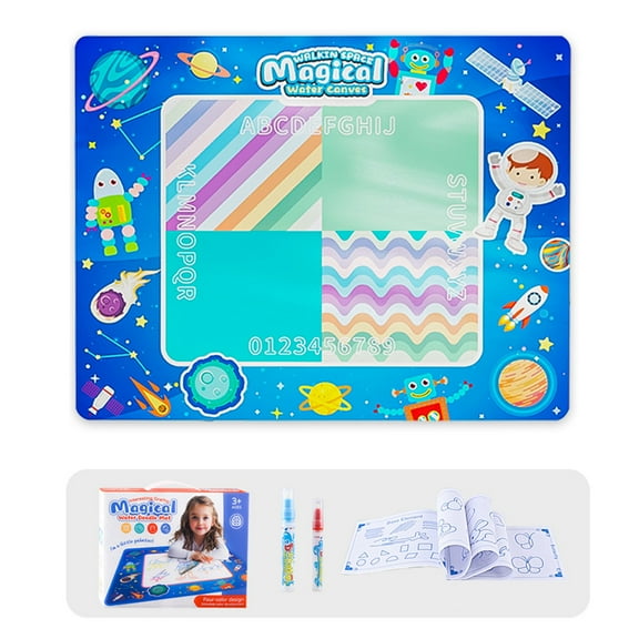 Large Water Doodle Mat For Kids Reusable Drawing Board With Brushes And Picture Album Early Learning Educational Graffiti Toy For Indoor Outdoor Play 31.49X23.62 Inches 0.77Lbs