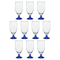 Large Water Goblet Glasses by Toscana, 20 Oz Set of 10, Iced Tea Stemmed Footed Glass Glassware, Blue