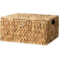 thumbnail image 1 of Large Water Hyacinth Baskets for Organizing, Wicker Basket with Lid for Shelves, Storage Basket with Lid and Built-in Handles, 1 Pack, 1 of 15