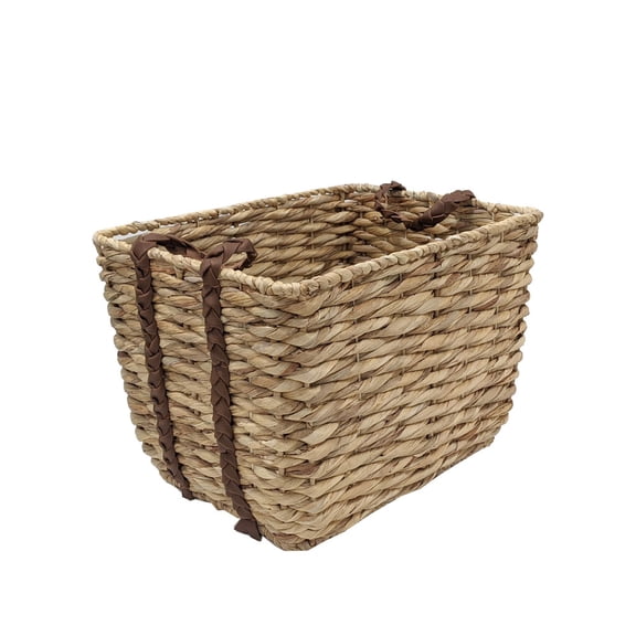 Large Water Hyacinth with Braided Leather Handles by Ashland  - Spring Home Decor
