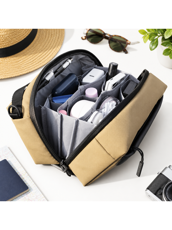 Large Water Resistant Electronics Travel Organizer Sling Bag for Cables, Chargers, iPad Mini