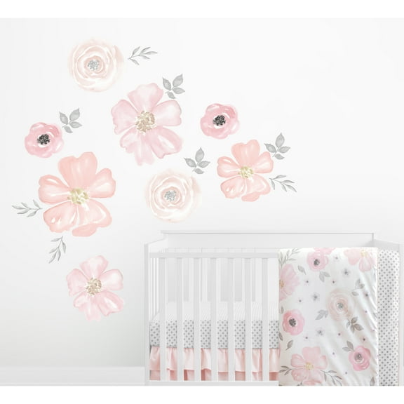 Large Watercolor Floral Wall Sticker - Set of 2 Sheets by Sweet Jojo Designs