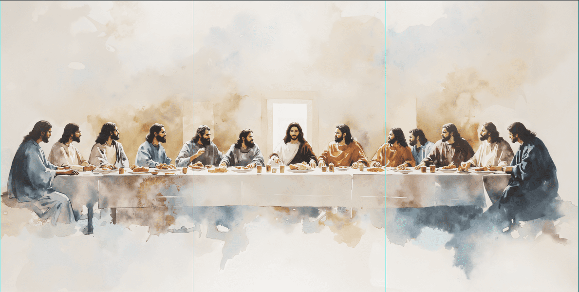 Large Watercolor Jesus Last Supper Scene Framed Canvas Wall Art ,Jesus ...