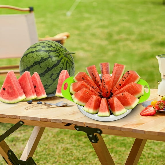 Large Watermelon Cutter | 12-Slice Stainless Steel Melon & Fruit Slicer Tool | For Cantaloupe, Pineapple & Vegetables | 10-Inch Diameter | Kitchen Gadget
