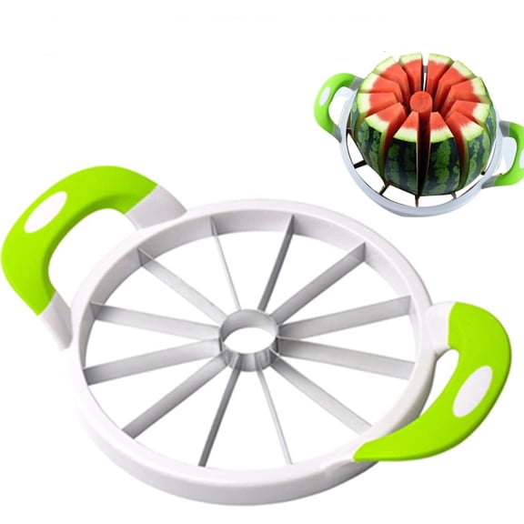 Large Watermelon Slicer Cutter Comfort Silicone Handle Watermelon Slicer Creative Melon Cutter Knife Cutting Tools(11INCH)
