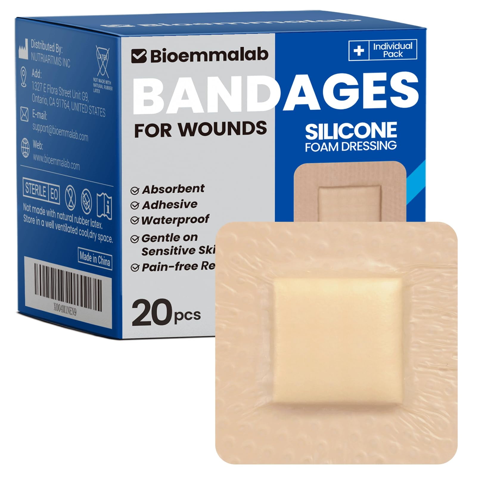 Large Waterproof Bandages 2x2 Silicone Foam Dressing for Sensitive Skin ...