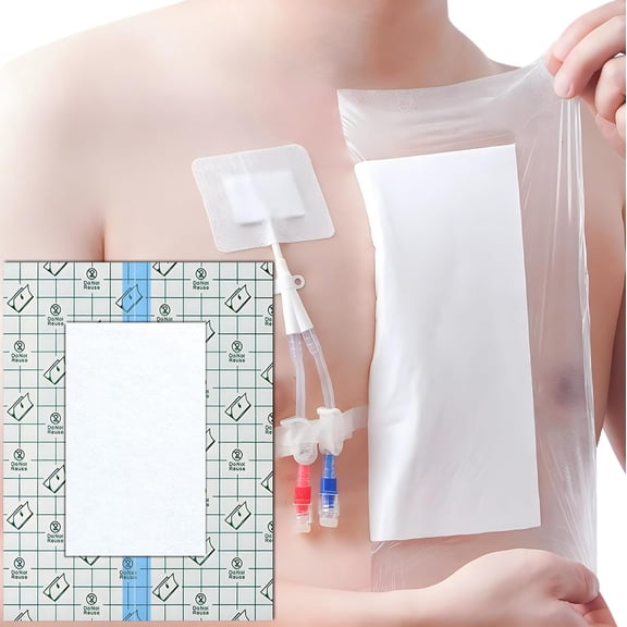 Large Waterproof Bandages with Pad - 12" x 16", 7 Count, Shower Protection for Wound Dressing Incision Stitches Cover Transparent Post Surgical Tape Patches Shower Shields