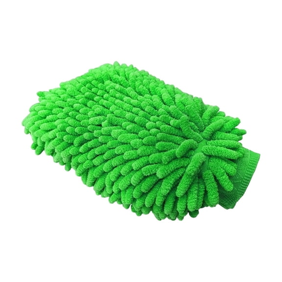 Large Waterproof Chenille Car Wash Mitt Double Sided Microfiber Cleaning Glove Scratch Free Wash Tool for Cars Trucks Motorcycles 10x7 Inch Green