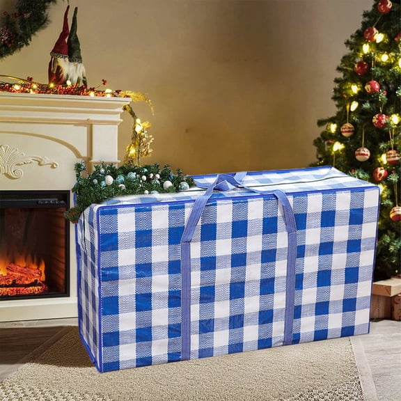 Large Waterproof Christmas Tree and Wreath Storage Bag with Sturdy Handles, Holiday Decoration Organizer for Garages, Attics, Clothing, and Toy Storage, 31.5x23.6x7.8 Inches