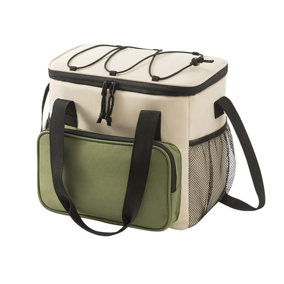Large Waterproof Cooler Bag, Removable Lunch Bag, Insulated Ice Chest Leak-Proof Cooler Bag for Men & Women, Work Outdoor Beach Trips (Beige)